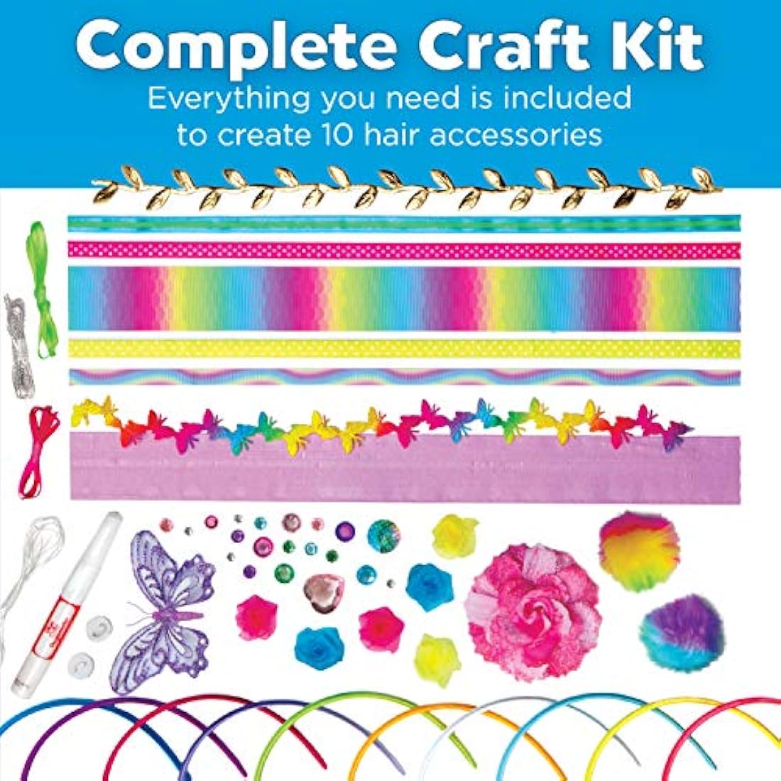 Creativity for Kids DIY Fashion Headbands Kit - Makes 10 Hair Accessories
