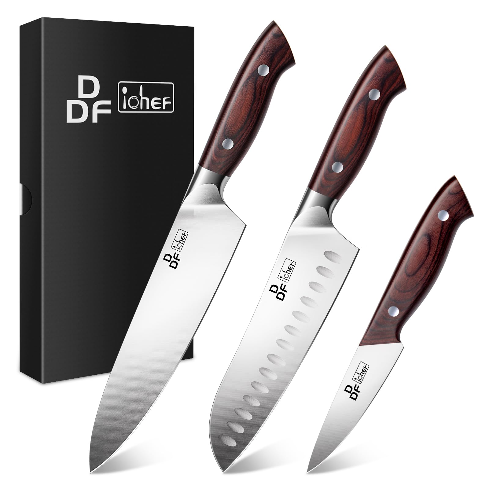 DDF iohEF 3-Piece Japanese Stainless Steel Knife Set | Pakkawood Handle