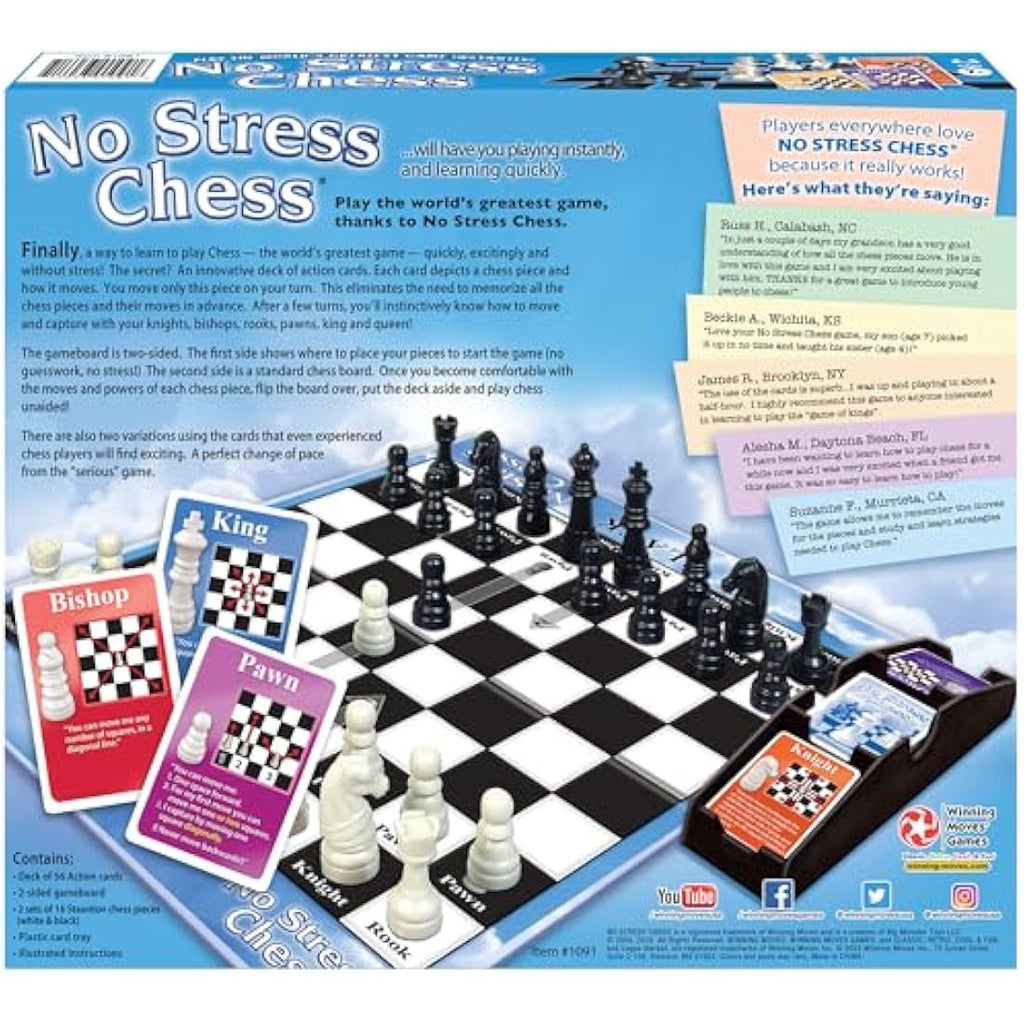 No Stress Chess Set by Jolof Store – Beginner Board Game with Action Cards