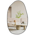 CASSILANDO Irregular Asymmetrical Wall Mirror | Black Wood Frame, 85x52cm