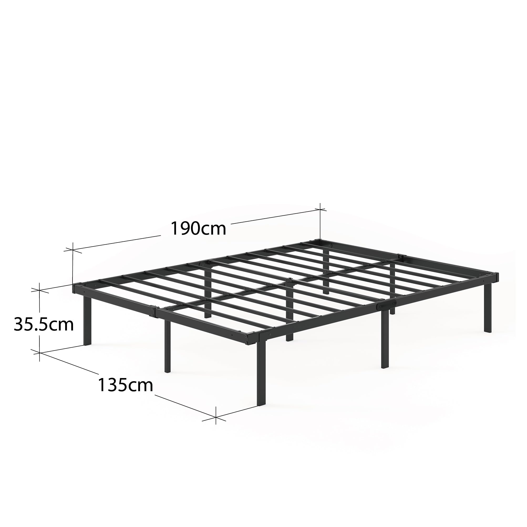 Zinus Caleb Double Metal Bed Frame – 135x190cm Platform Bed with Storage