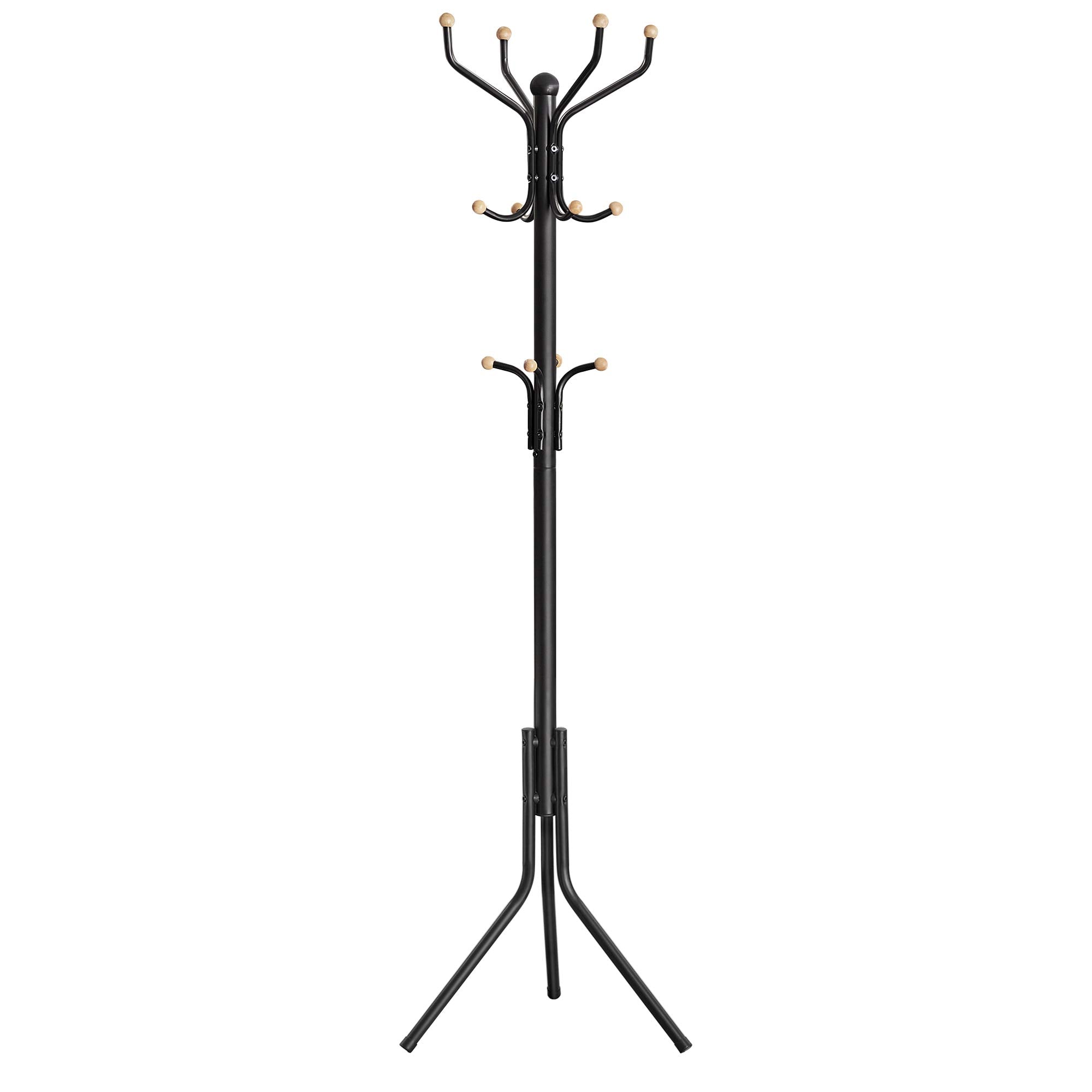 SONGMICS Metal Coat Rack Stand | 12-Hook Free Standing Hall Tree, Black
