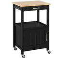 Yaheetech Rolling Kitchen Storage Trolley Cart with Cabinet, Drawer Black - image 1