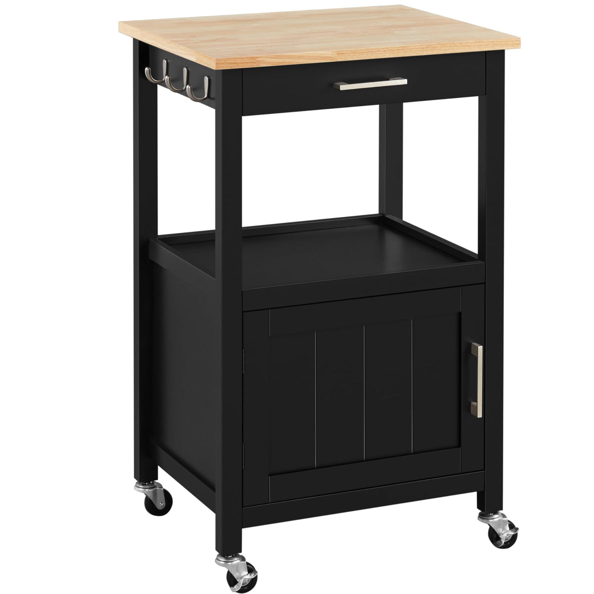 Yaheetech Rolling Kitchen Storage Trolley Cart with Cabinet, Drawer Black - image 1