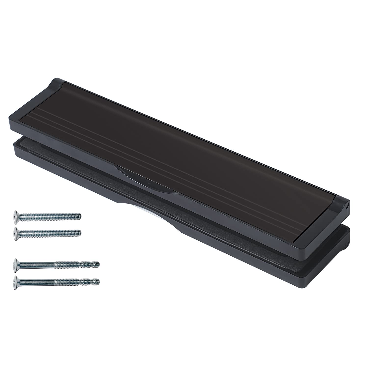 Keypak 12-inch Door Letterbox for UPVC Doors with Draught Excluder - Black