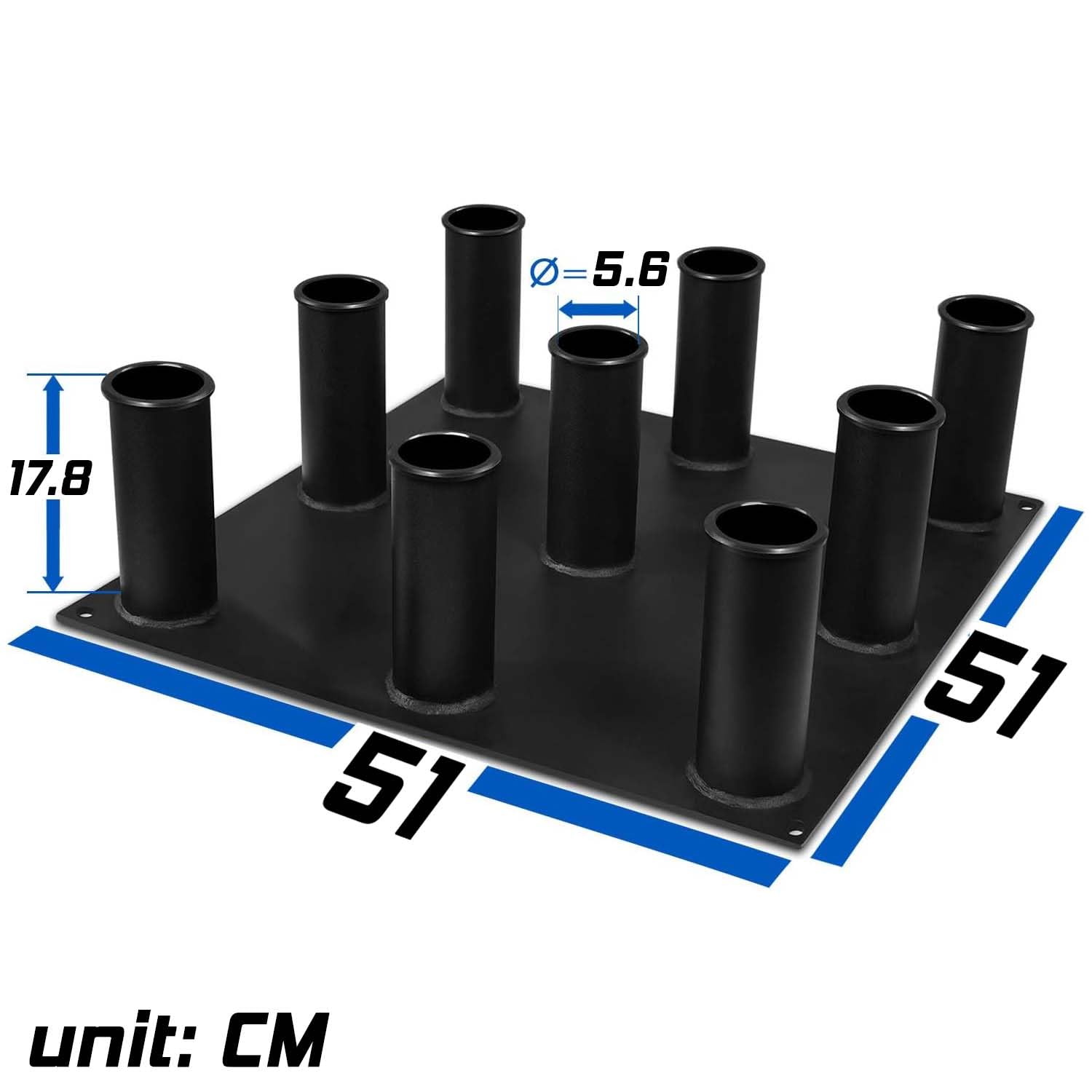 Yes4All Vertical Barbell Holder Stand | 9-Slot Steel Olympic Bar Rack