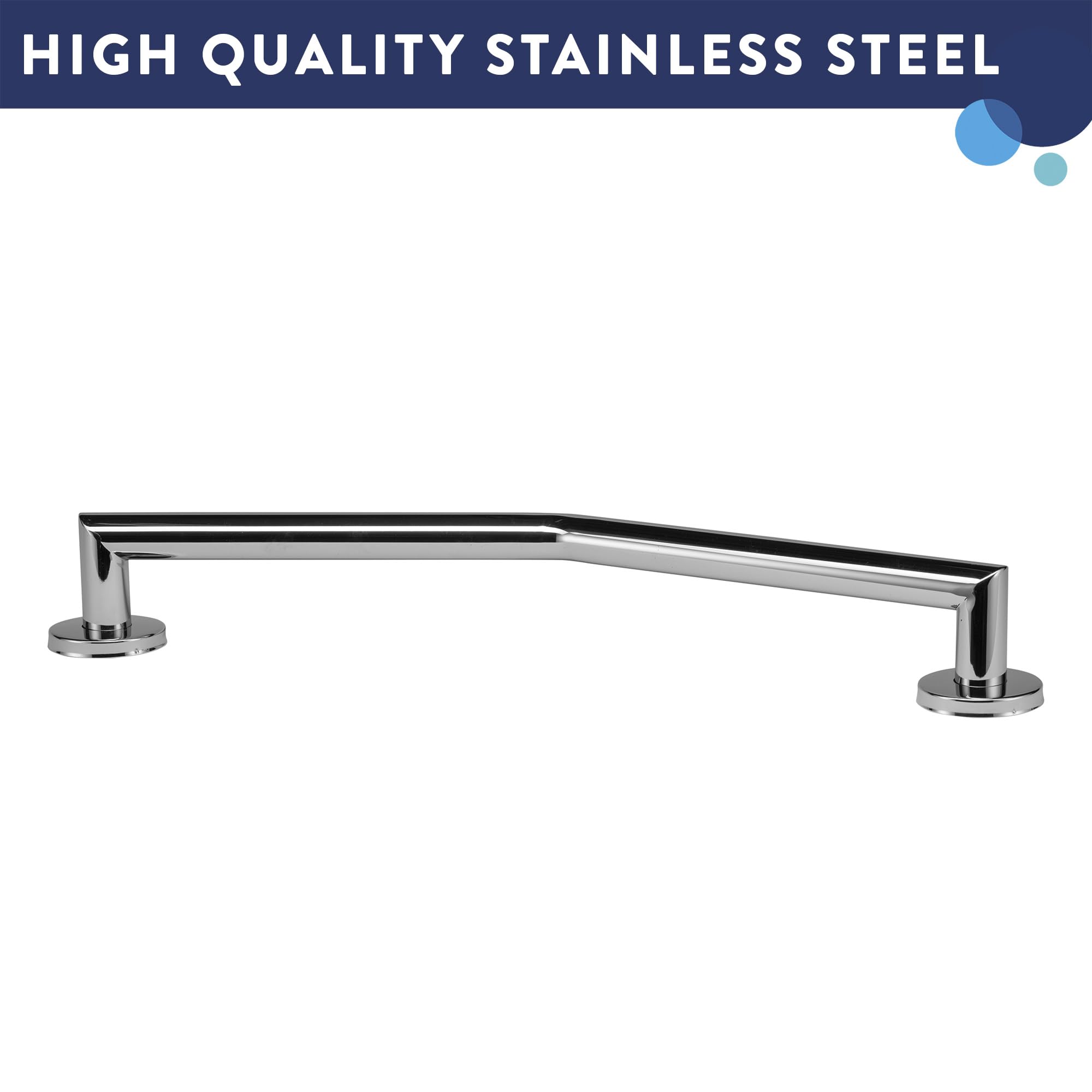 Jolof Store Angled Bathroom Grab Bar - Chrome Stainless Steel Rail
