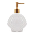 Shell-Shaped White Ceramic Soap Dispenser with Gold Pump