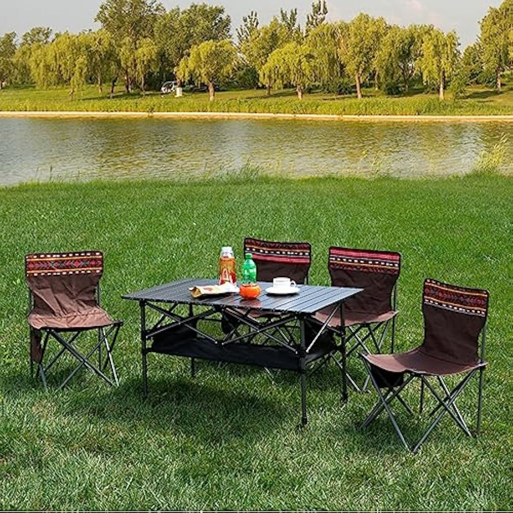 Jolof Store Foldable Camping Table – Alloy Steel Roll-up Picnic Table