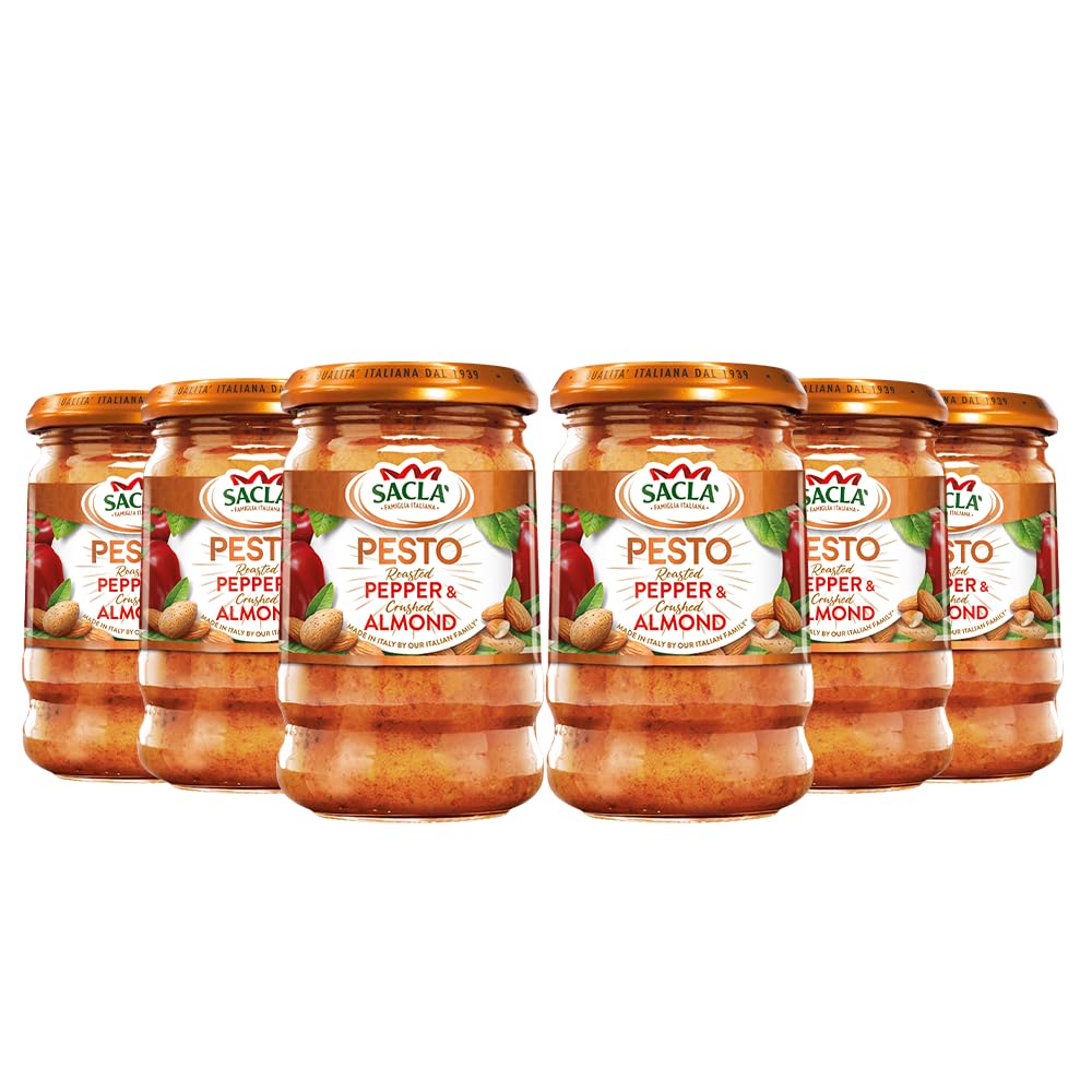 Sacla Red Pepper and Almond Pesto – Authentic Italian Pasta Sauce