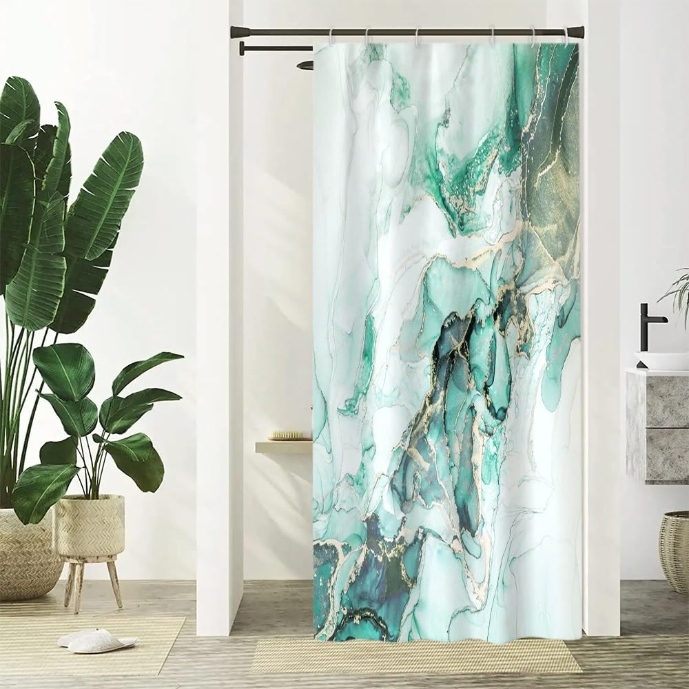 Uiiooazy Green Marble Shower Curtain | Waterproof Polyester Bath Decor