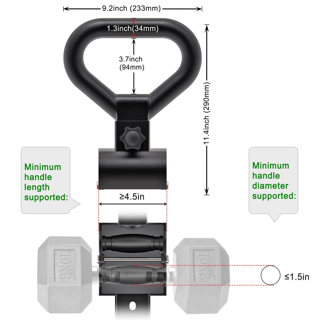 SELEWARE Steel Dumbbell to Kettlebell Converter Handle - 100lb Capacity