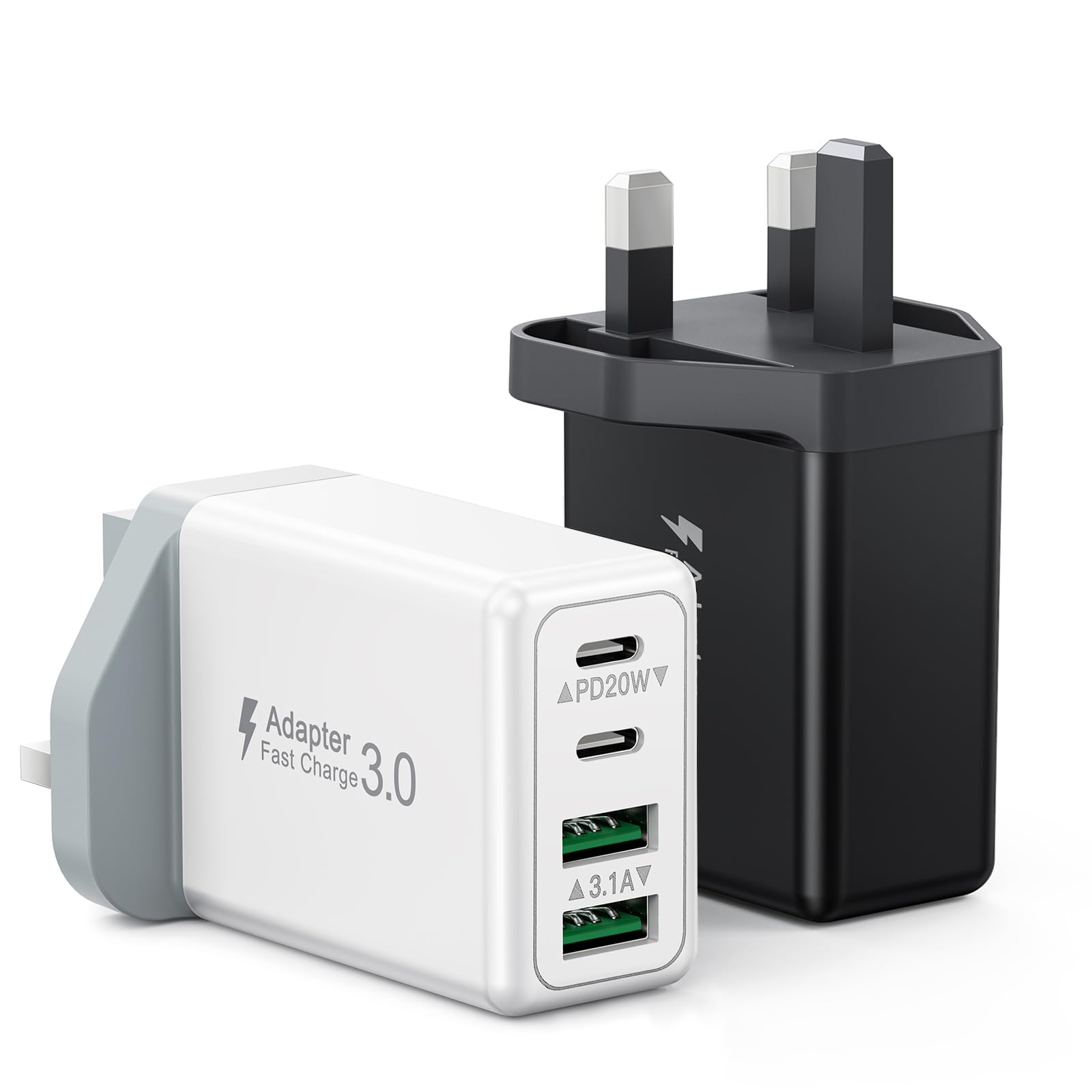 Jolof Store 40W 4-Port USB C Fast Charger Plug for iPhone 17 – 2 Pack