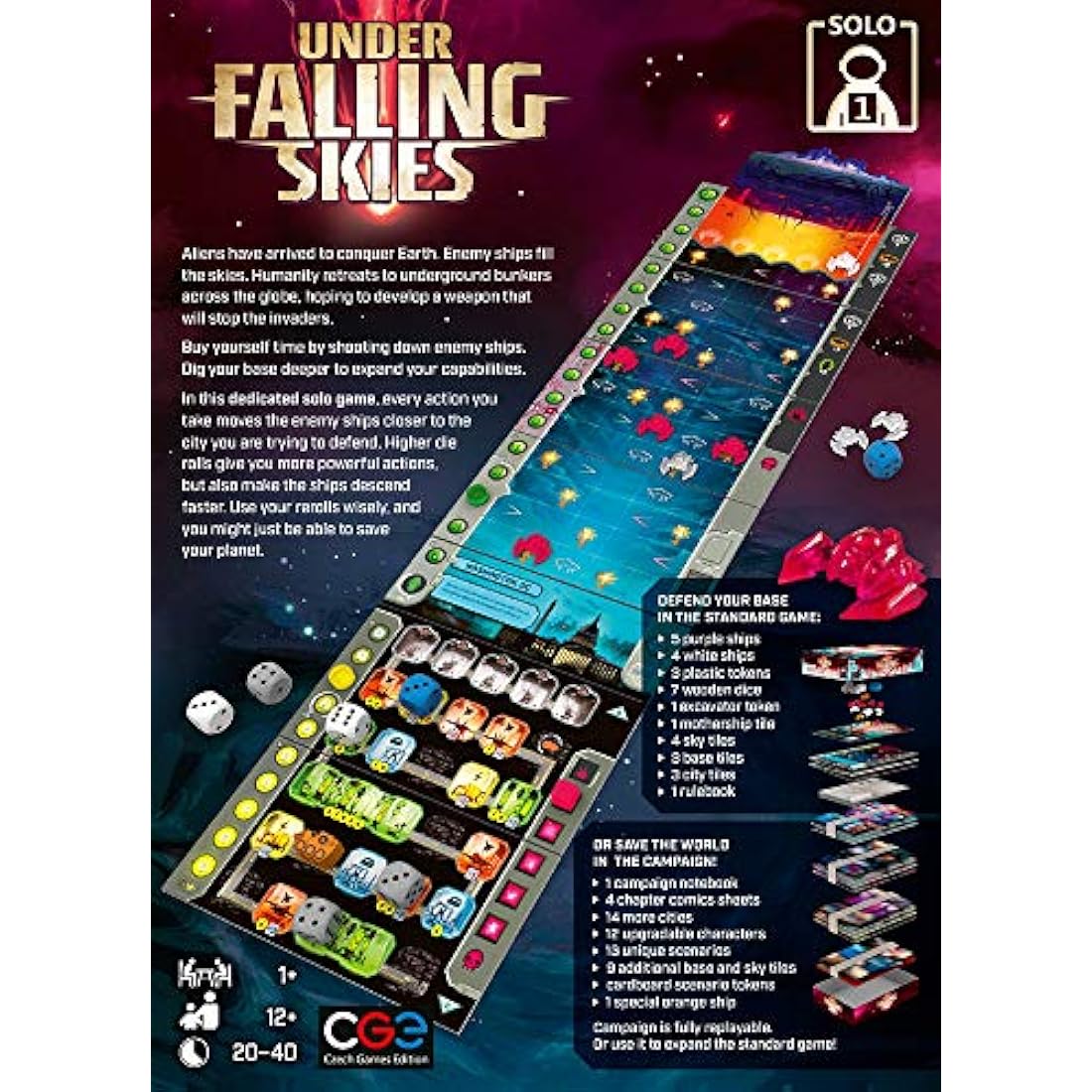Under Falling Skies Solo Board Game | Czech Games Edition Sci-Fi Strategy