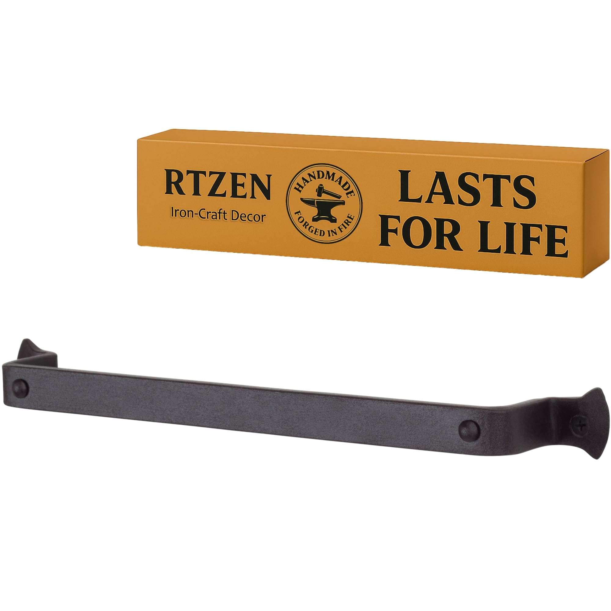RTZEN Wrought Iron Hand Towel Rack – 12" Matte Black Farmhouse Wall Mount
