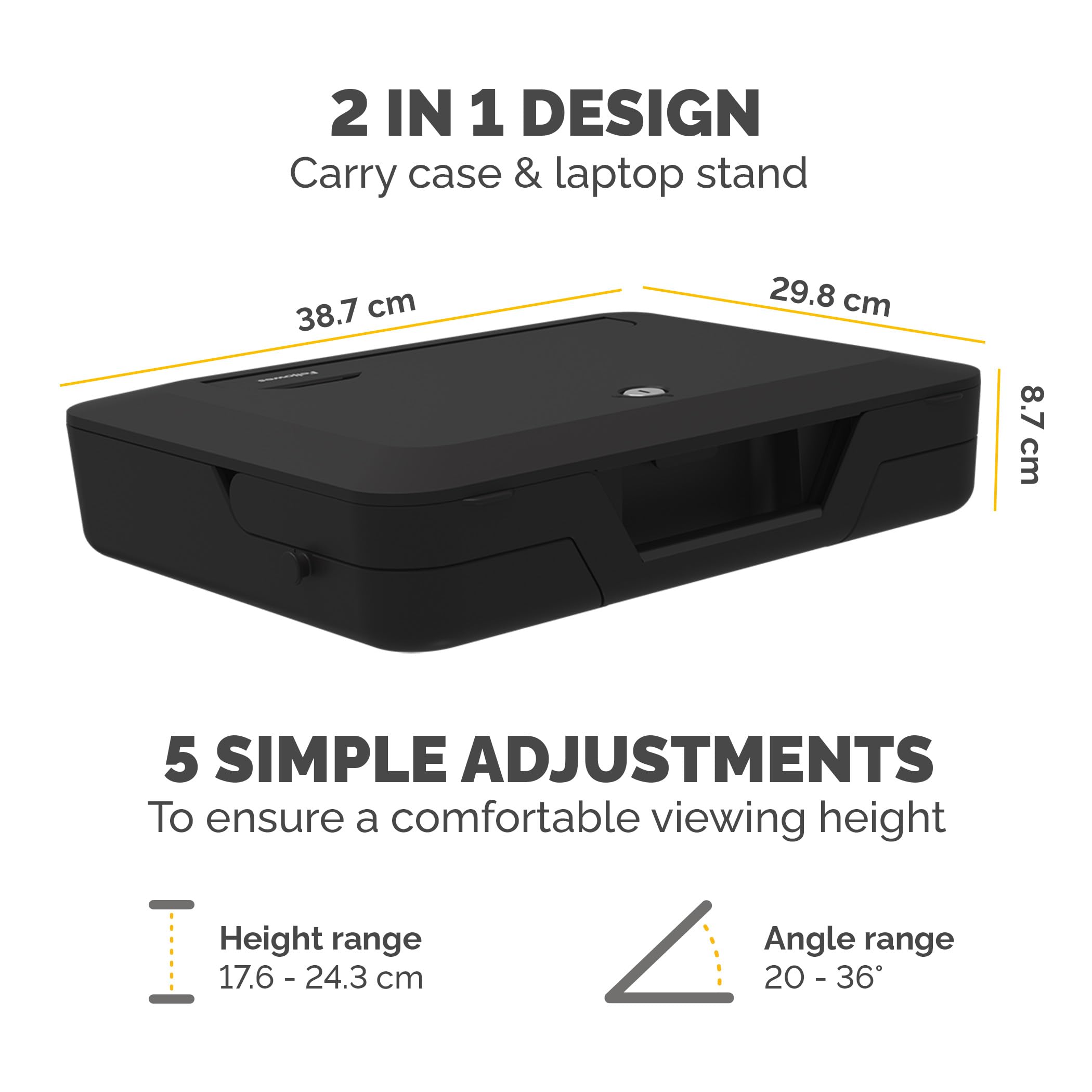 Fellowes Breyta 2-in-1 Laptop Stand & Carry Case | 5 Heights | Black