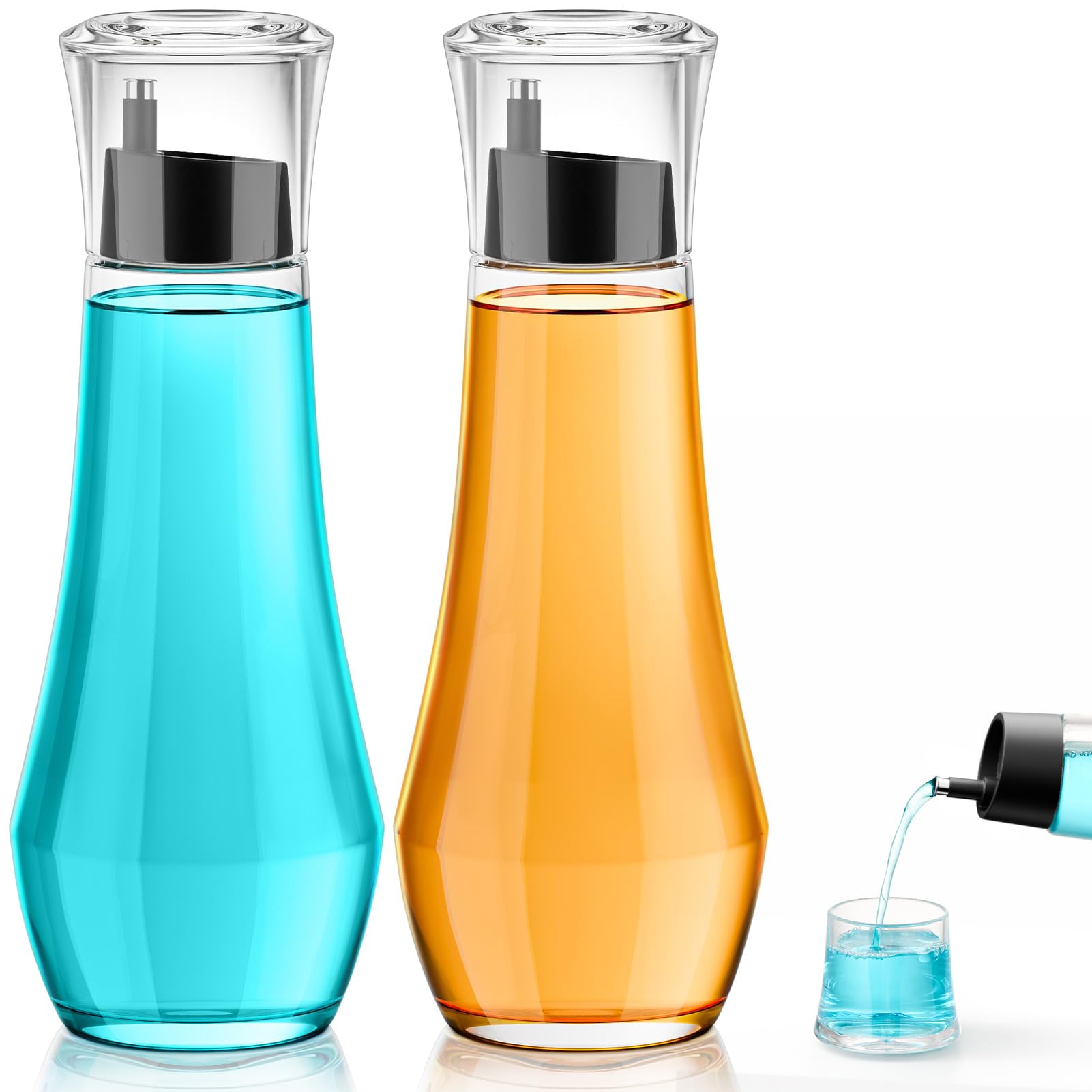 VITVITI Glass Mouthwash Dispenser with Cup | 8.8oz Clear Refillable Bottle