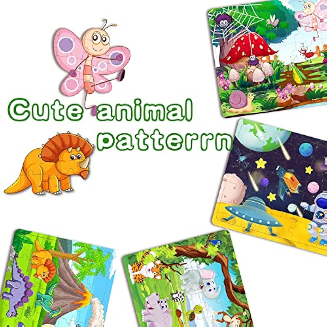 Jolof Store Wooden Jigsaw Puzzles for Kids - 4 Pack 30-Piece Educational Set
