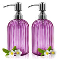 Jolof Store 2-Pack Glass Soap Dispenser with Stainless Steel Pump – 14oz