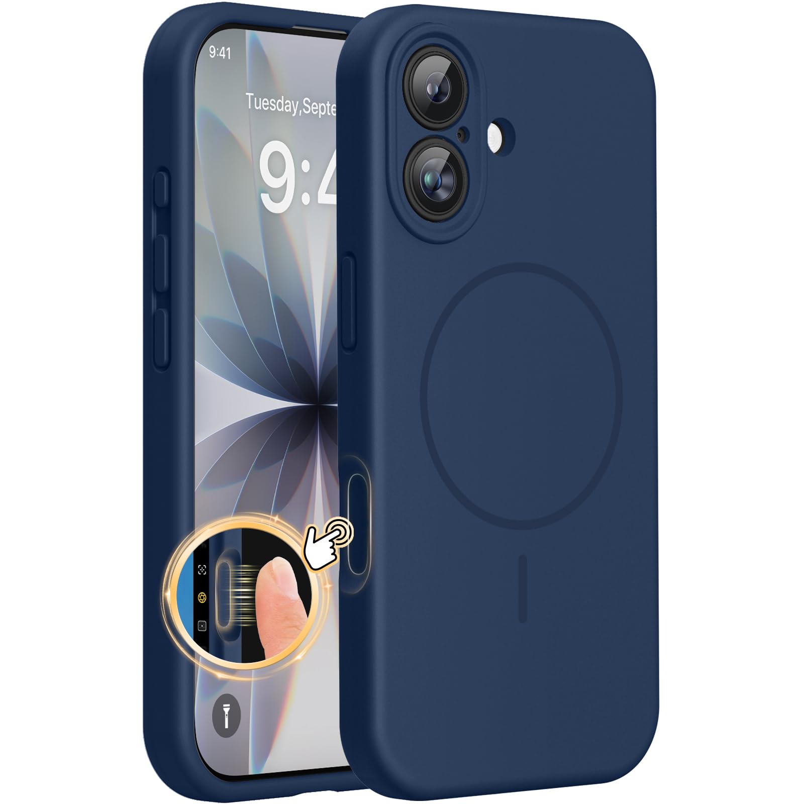 Miracase iPhone 17 Case | MagSafe Silicone Shockproof Cover - Dark Blue
