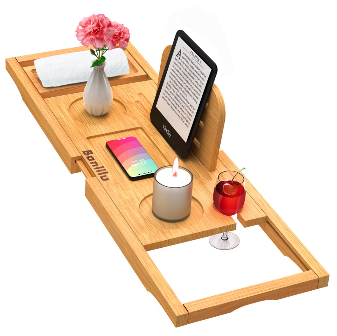 Jolof Store Bamboo Bathtub Caddy Tray – Expandable Luxury Bath Board