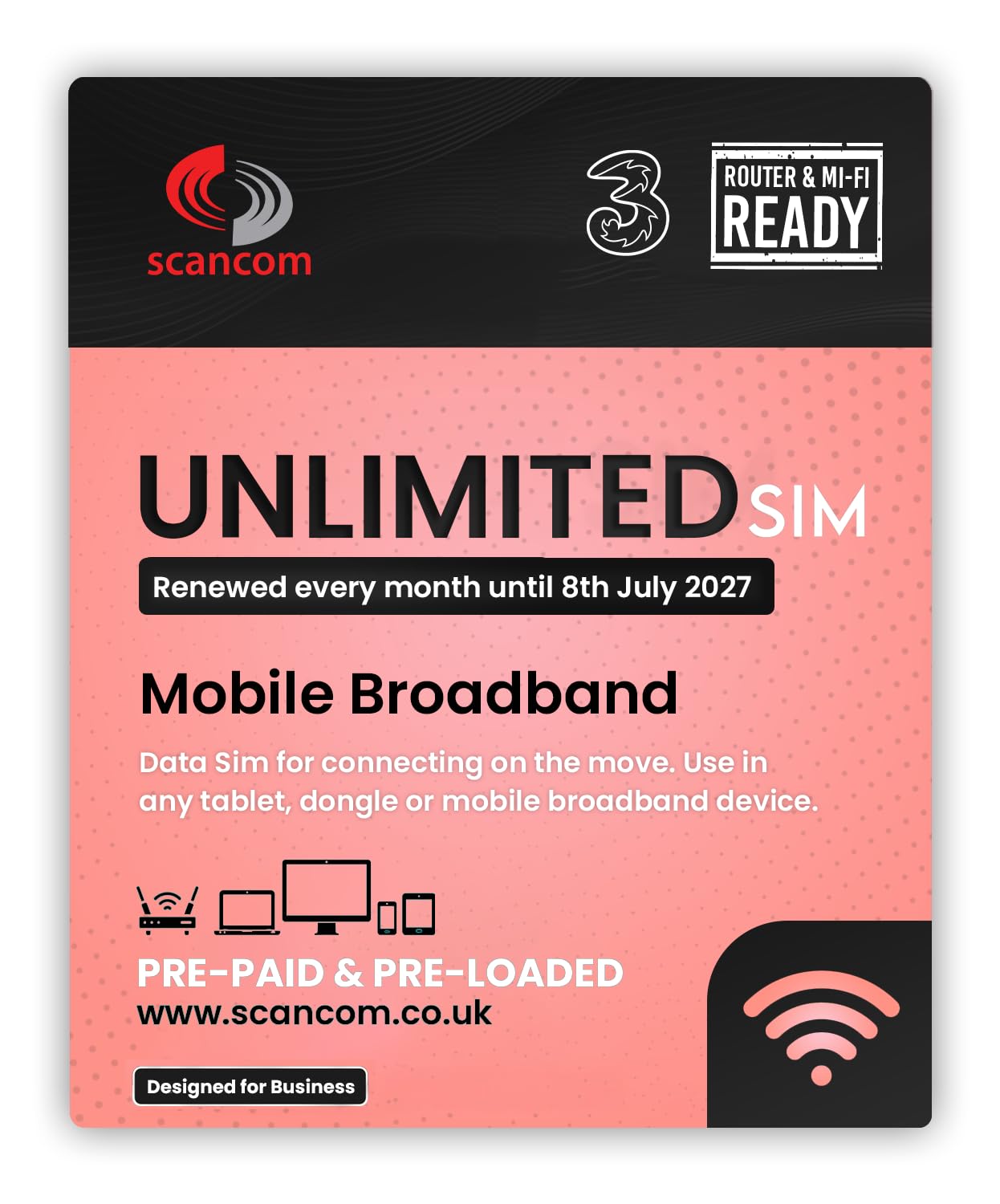 Three Unlimited 5G Data SIM – Preloaded Monthly Until 2027 | Jolof Store