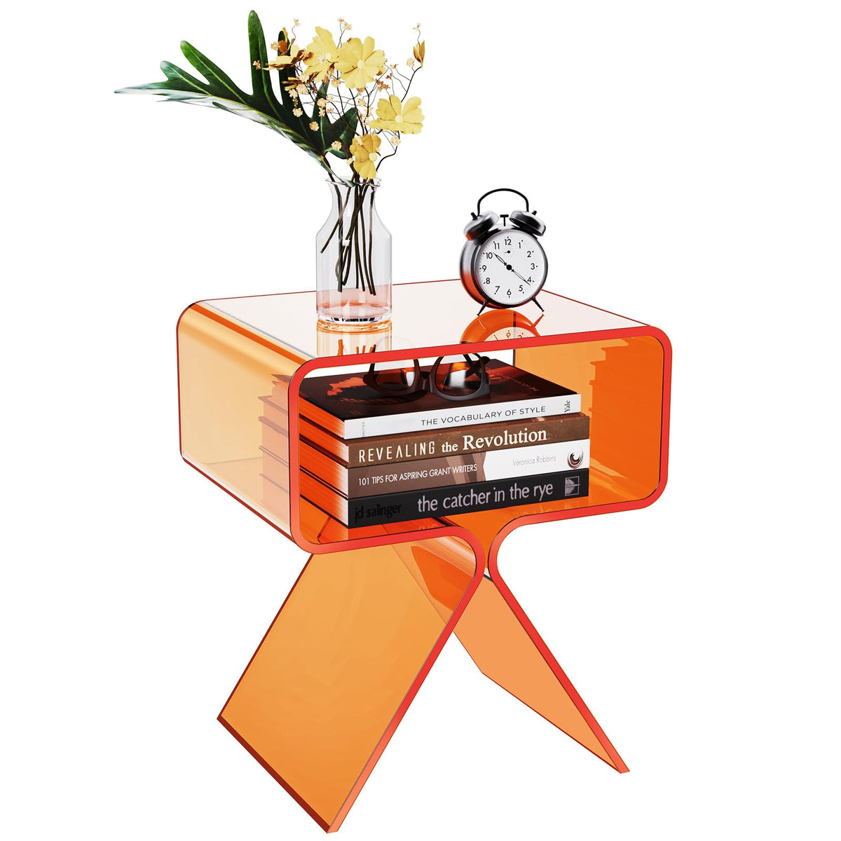 solaround Acrylic Side Table, No Assembly, 39 x 30 x 45 cm, Orange - image 1
