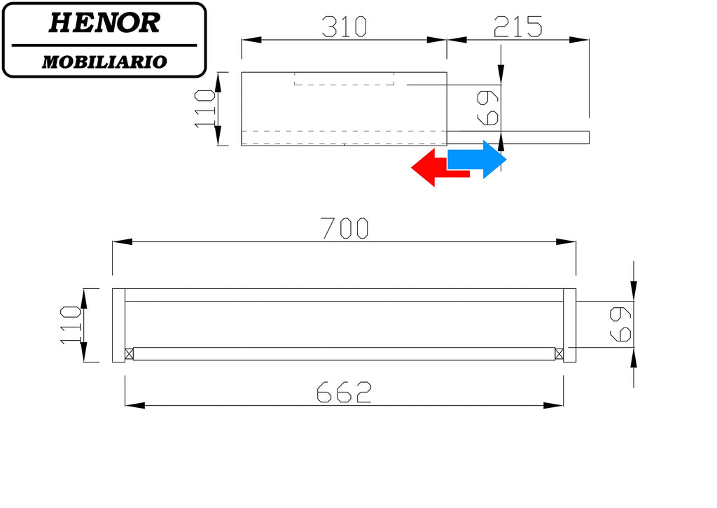 Henor, Removable Wooden Keyboard Stand 70 x 31 x 11 cm Under Desk Under Table White
