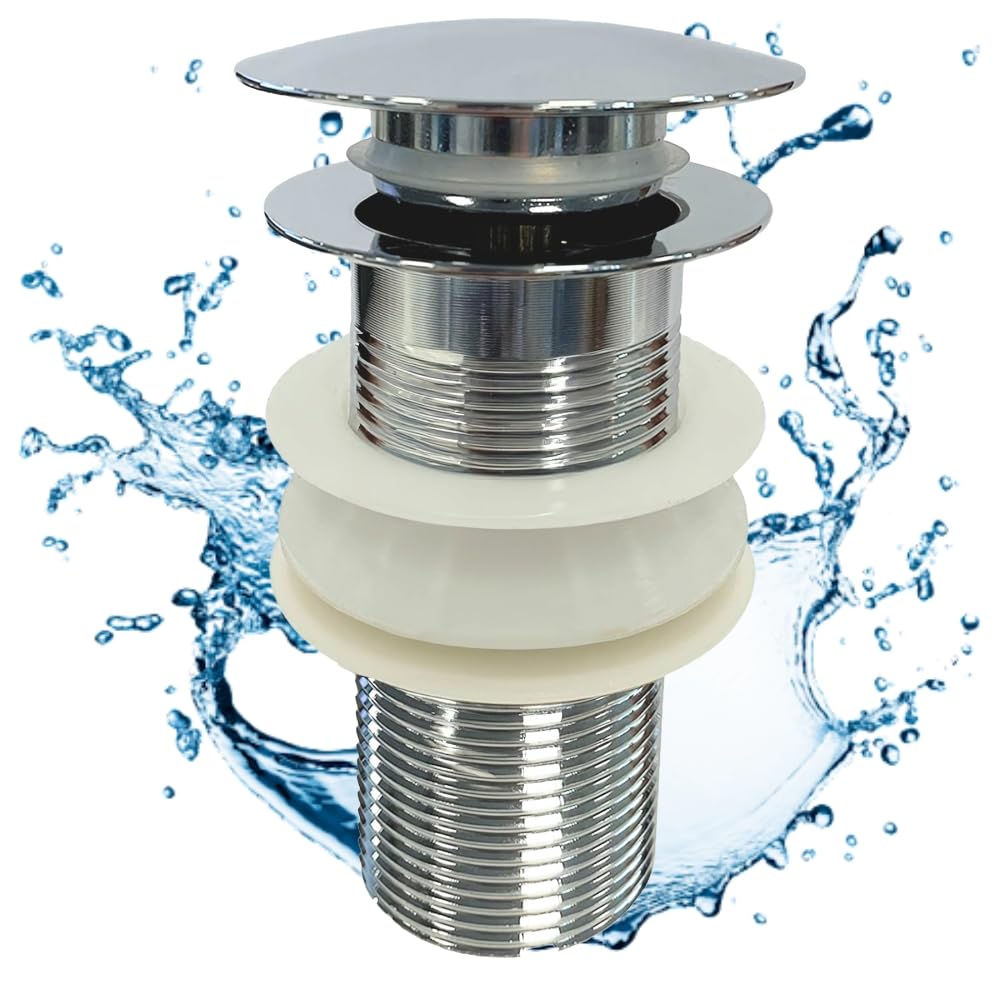 Chrome Basin Waste – Unslotted Click Clack Pop Up Brass Plug