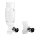 VANCOCO Thermostatic Radiator Valve Set - 15mm Angled Brass TRV White