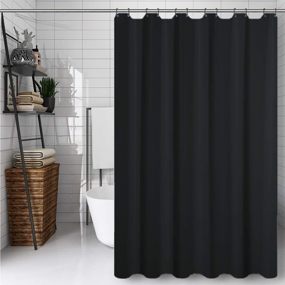 CXTAI Black Shower Curtain – Mildew Resistant Washable Polyester (71x71in)