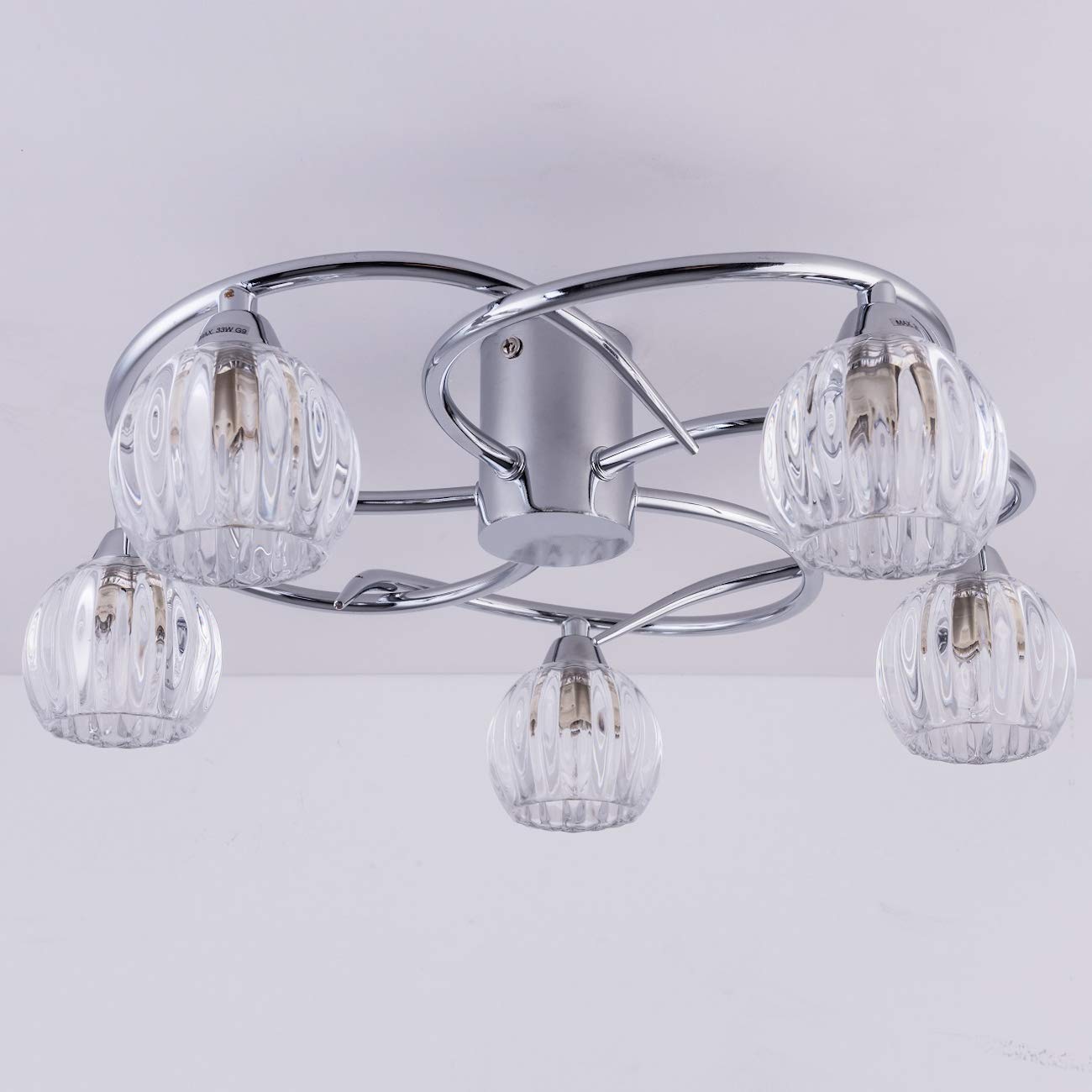 Aurolite Bolla 5-Light LED Semi Flush Ceiling Light | Polished Chrome