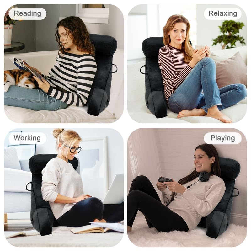 Mingfuxin Reading Pillow | Velvet Bed Backrest with Neck and Arm Support
