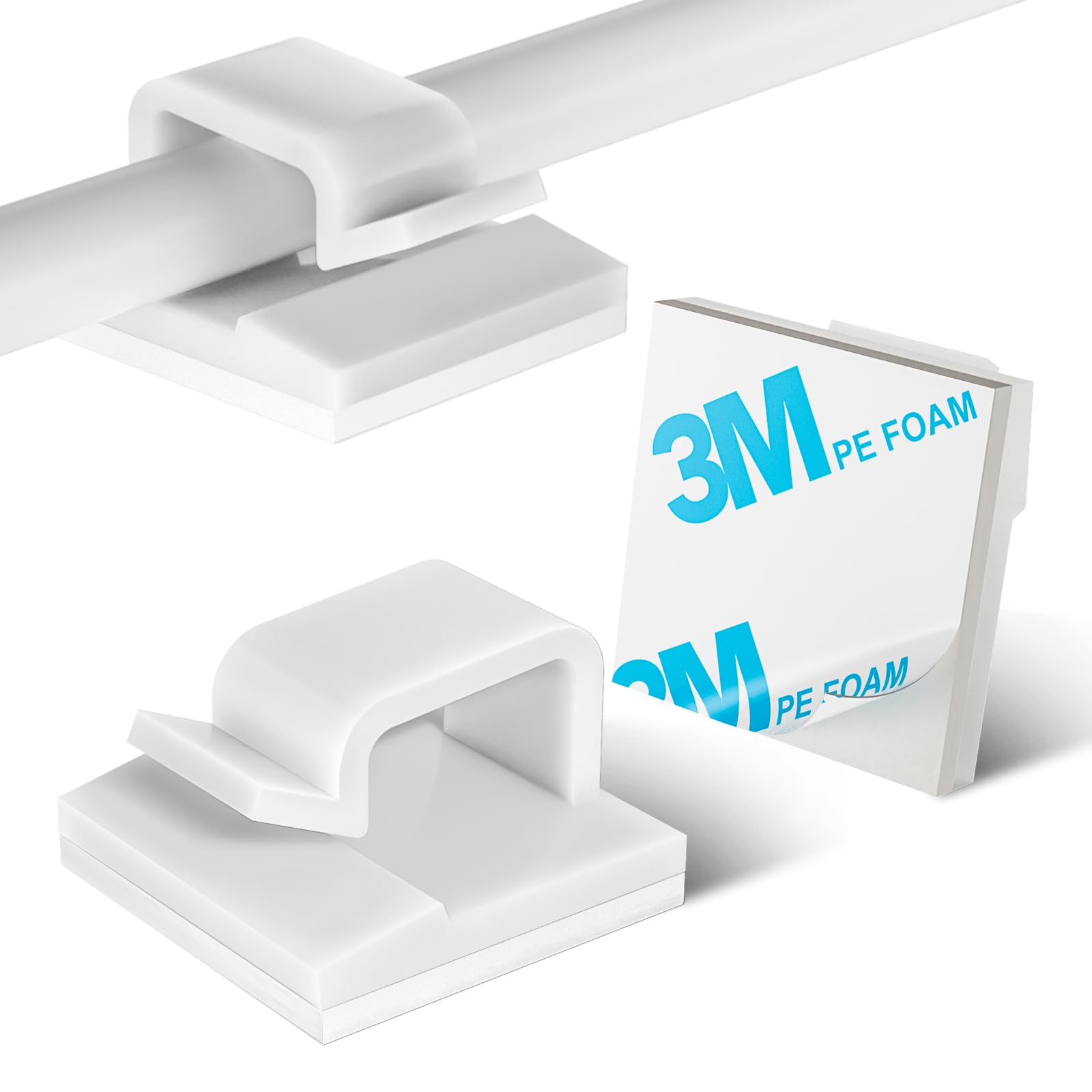 KGROTE Self Adhesive Cable Clips | 100PCS Wire Cord Organiser - White