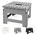 MASS DYNAMIC 9 Inch Folding Step Stool, Portable Plastic Footstool with Carry Handle, Non-Slip Top, Compact Collapsible Seat for Kitchen, Bathroom