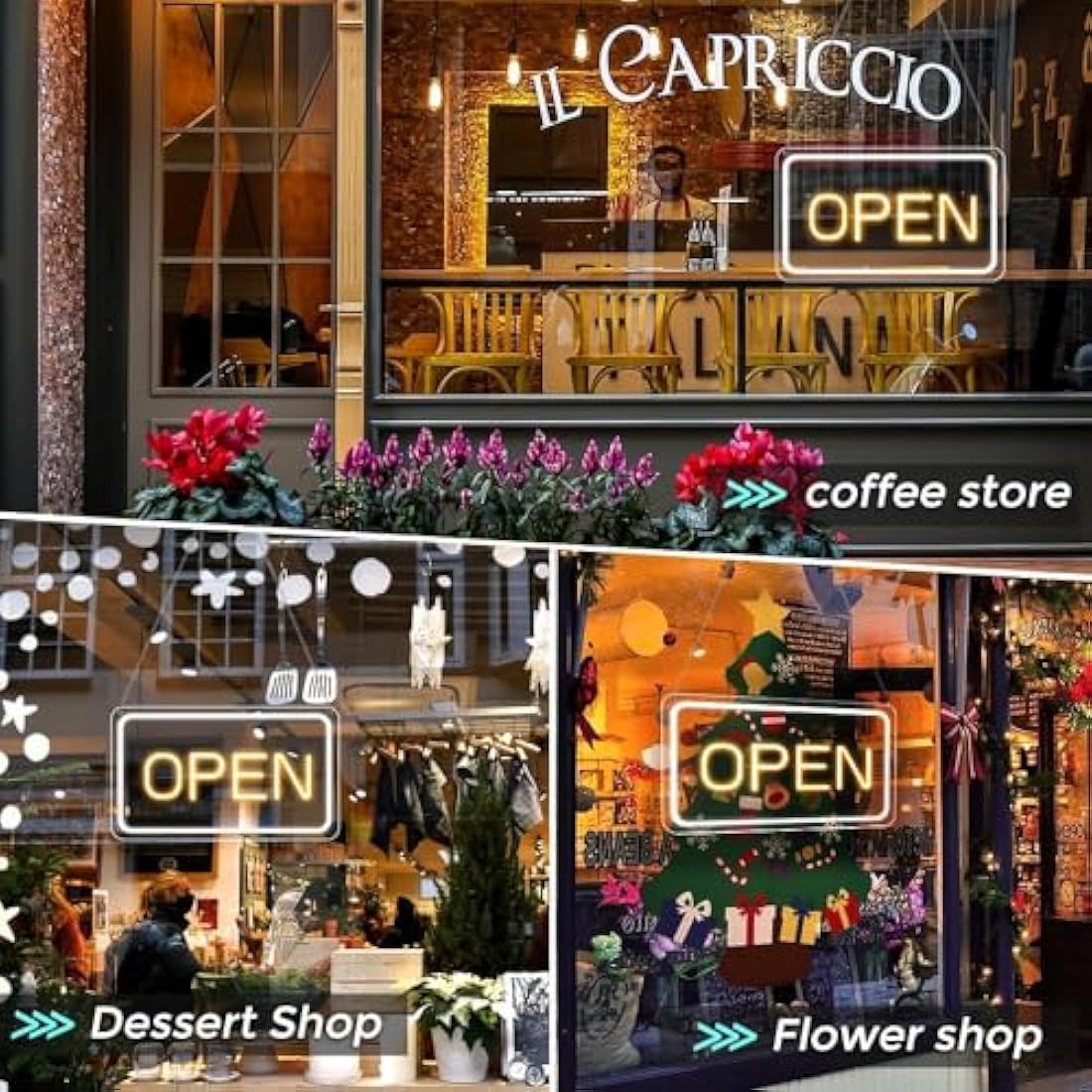 LED Neon Open Sign | 16x9 Dimmable USB Light for Business