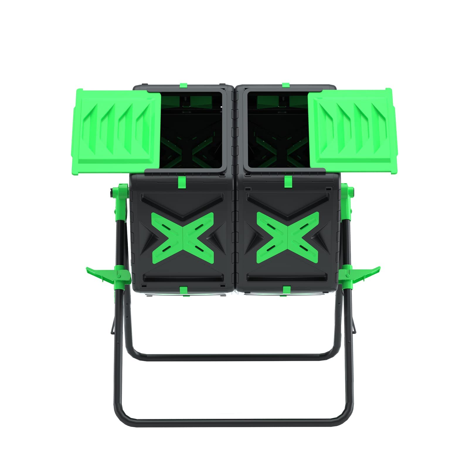 140L Dual Chamber Rotating Compost Bin Tumbler – Black & Green
