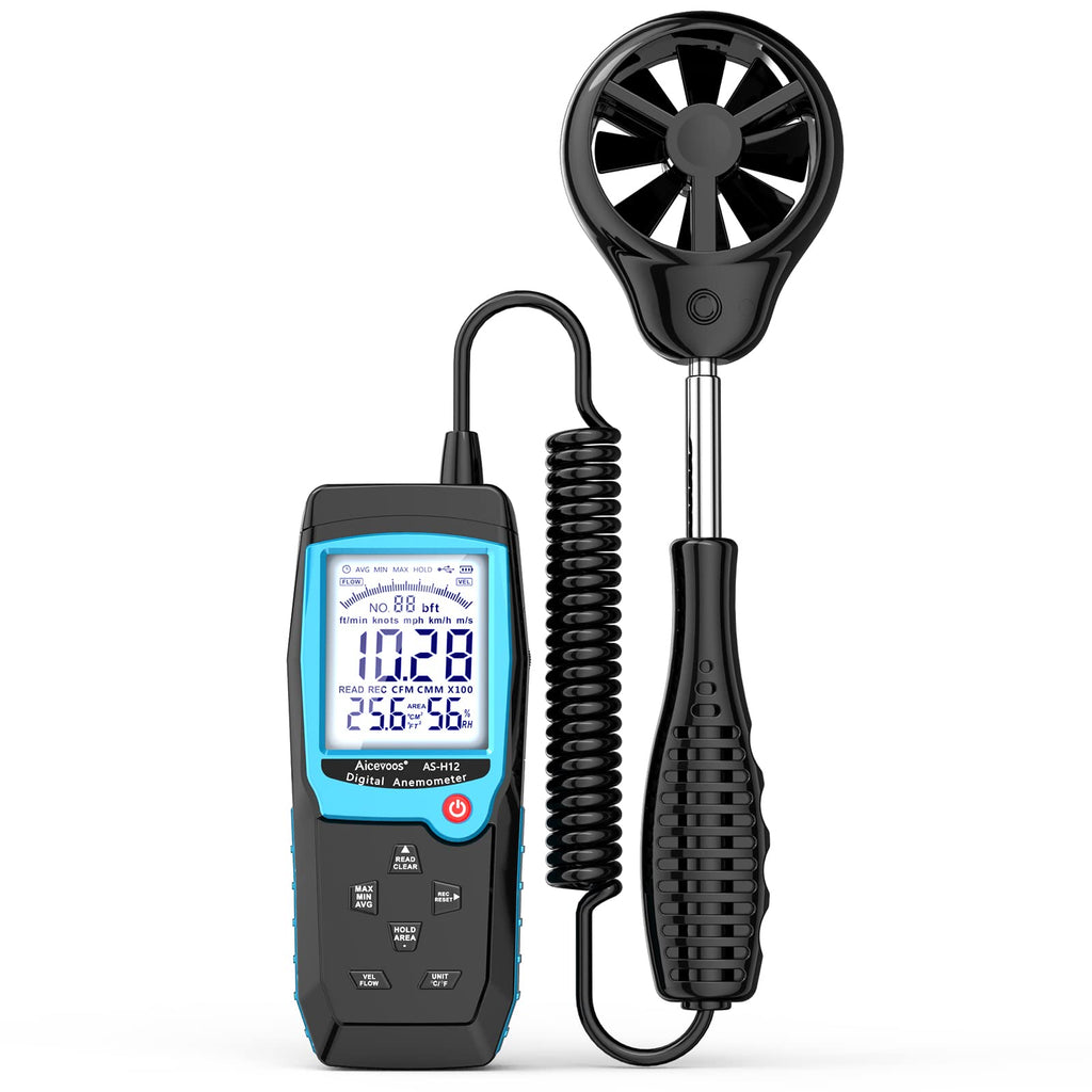Aicevoos H12 Digital Anemometer - Handheld Wind Speed Meter with CFM Sensor