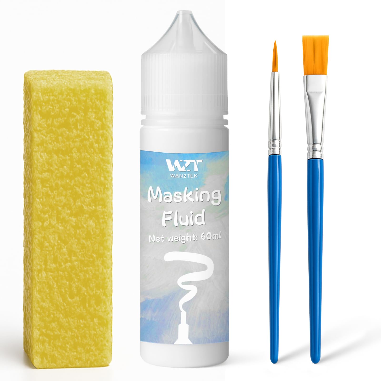 WAN2TLK Masking Fluid for Watercolor Painting - 60ml Pen with Eraser
