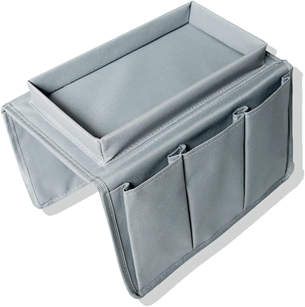 QCHOMEE Sofa Armrest Organizer with Cup Holder Couch Tray Armchair Caddy Pockets Storage Arm Rest Chair Desk Sofa Organiser TV Remote Control Holder - image 2