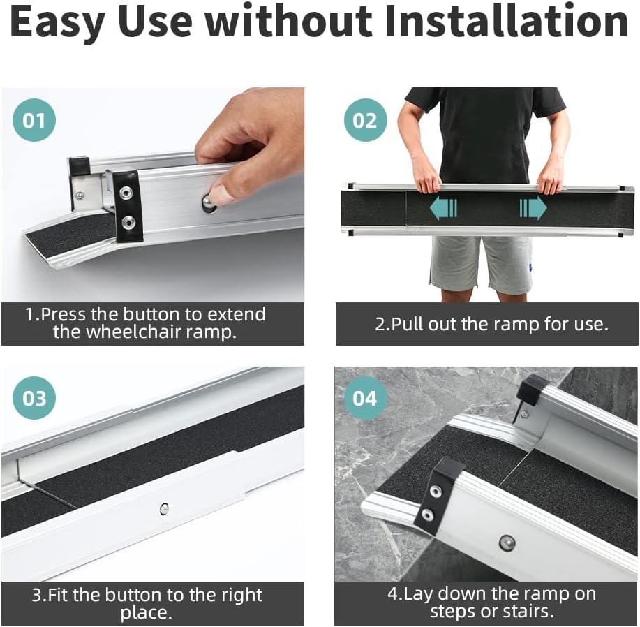 Gardhom 5FT Telescopic Wheelchair Ramps | 272KG Aluminum Portable Pair