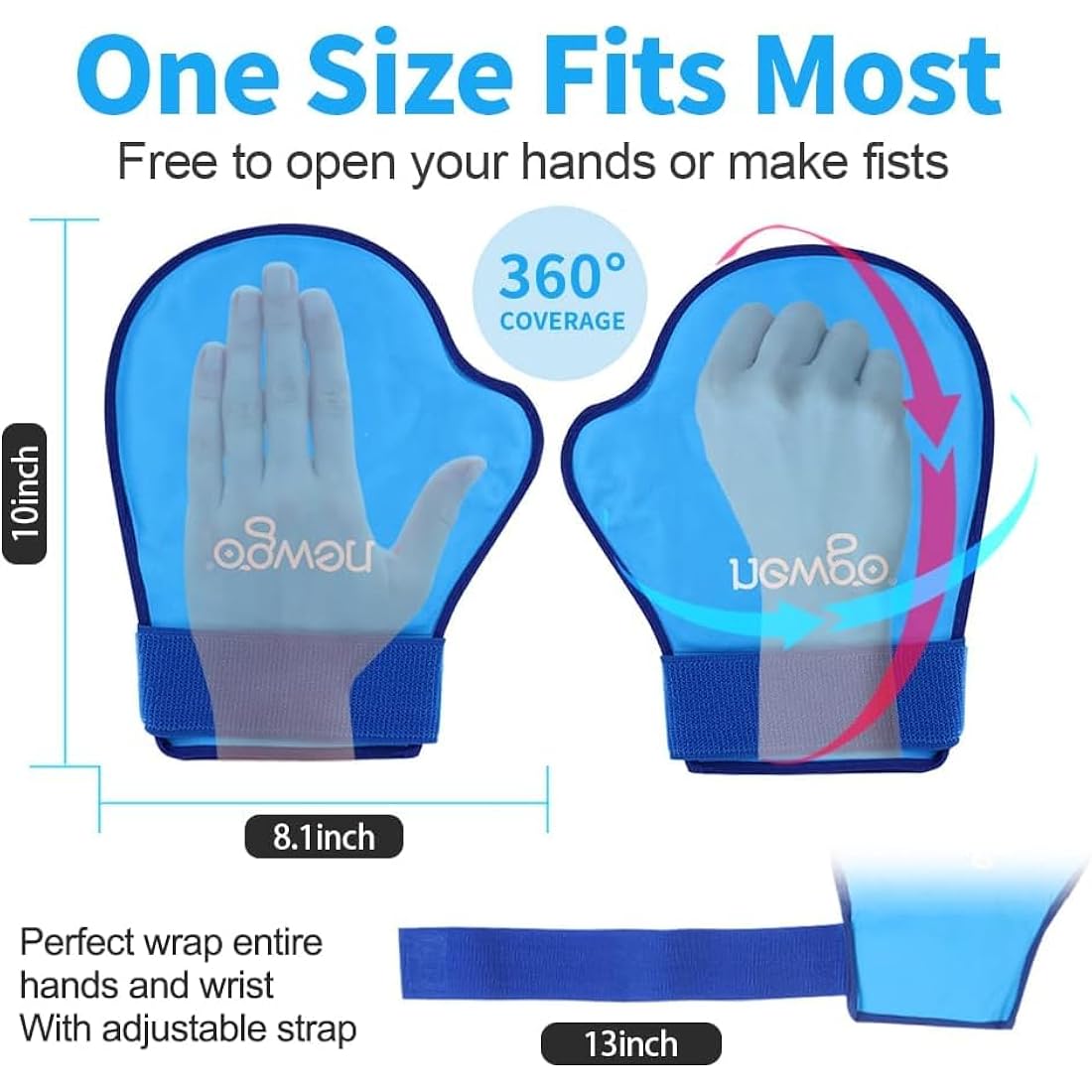 NEWGO Hand Ice Pack Gloves | 2-Pack Hot Cold Gel Therapy for Arthritis