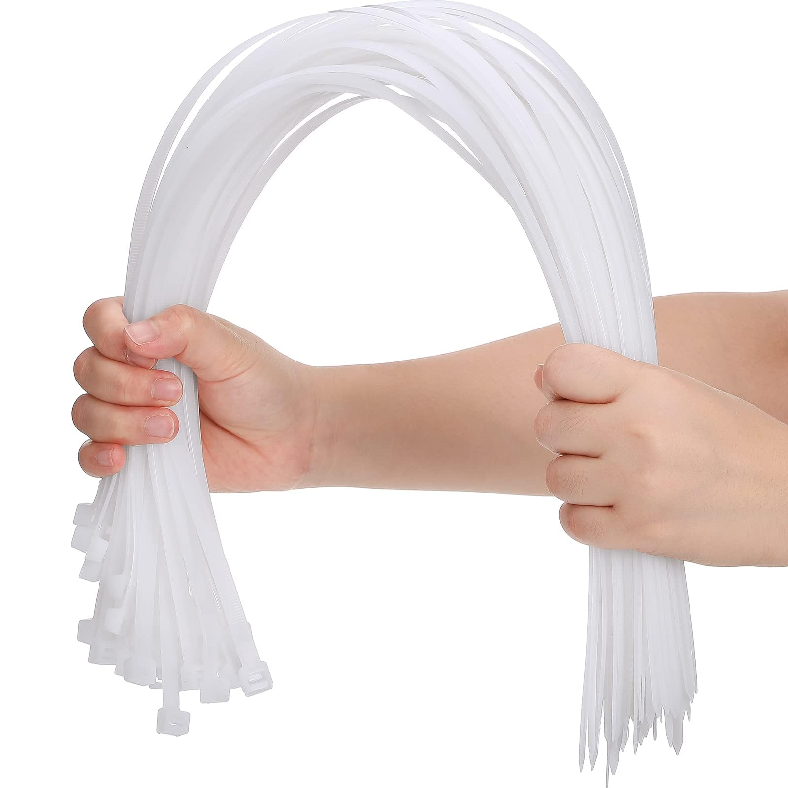 Jolof Store Heavy Duty Nylon Zip Ties - White 450mm x 5.5mm (200 Pack)