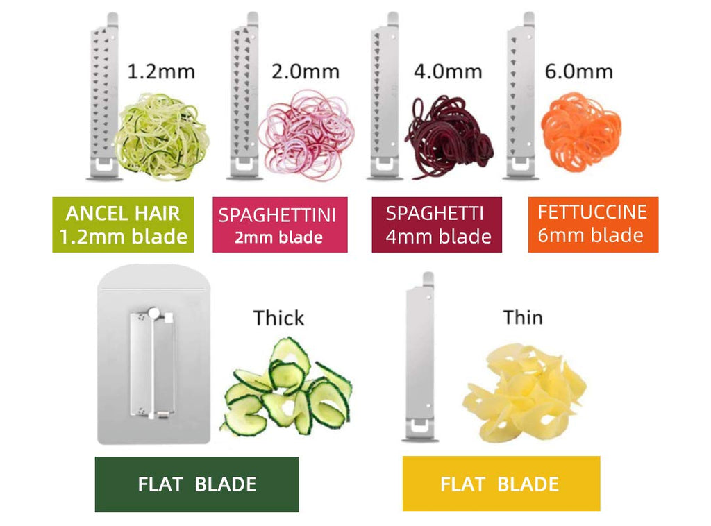 WellToBe 6-Blade Stainless Steel Vegetable Spiralizer & Zoodle Maker