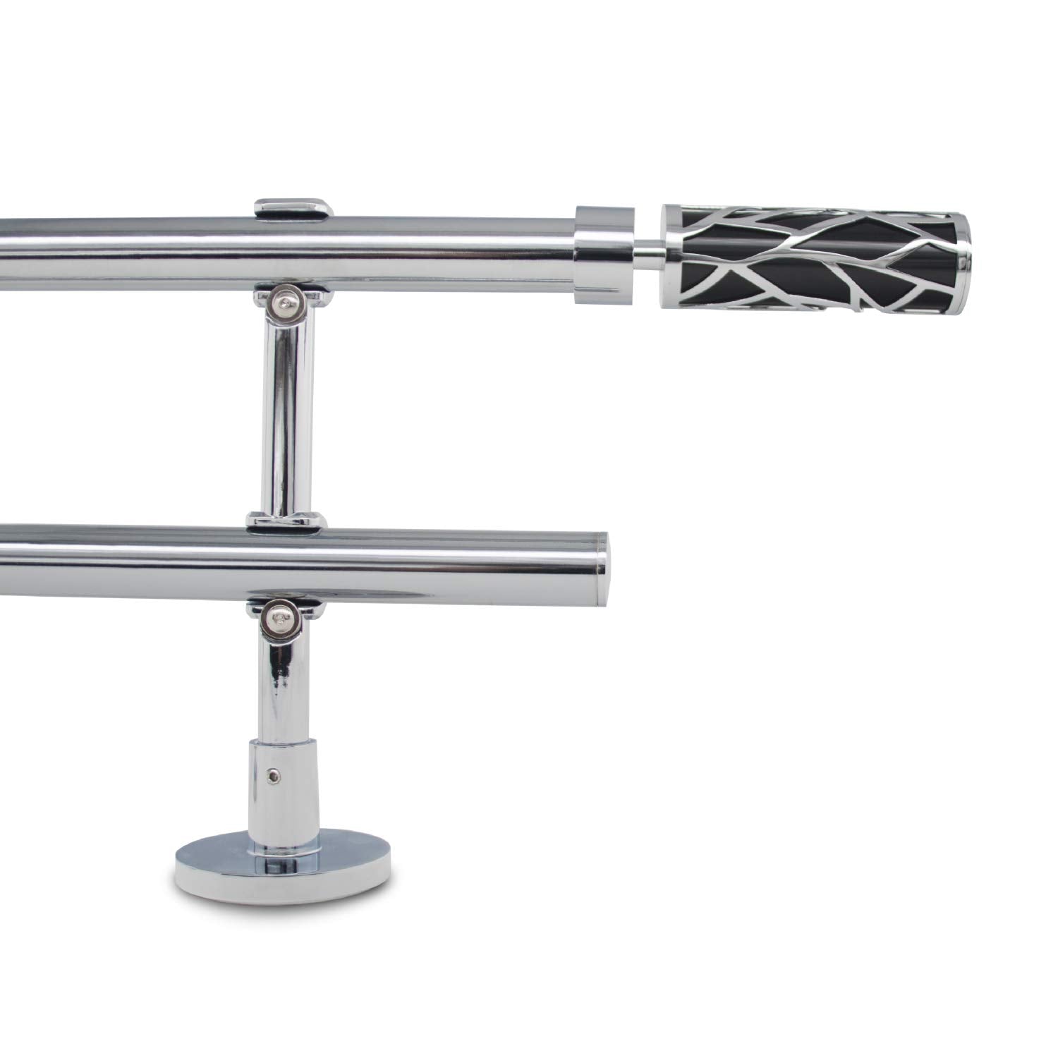 Double Curtain Pole – 70-120cm Adjustable Black Rod