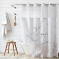 Grey Marble Hookless Shower Curtain with Snap-in Liner