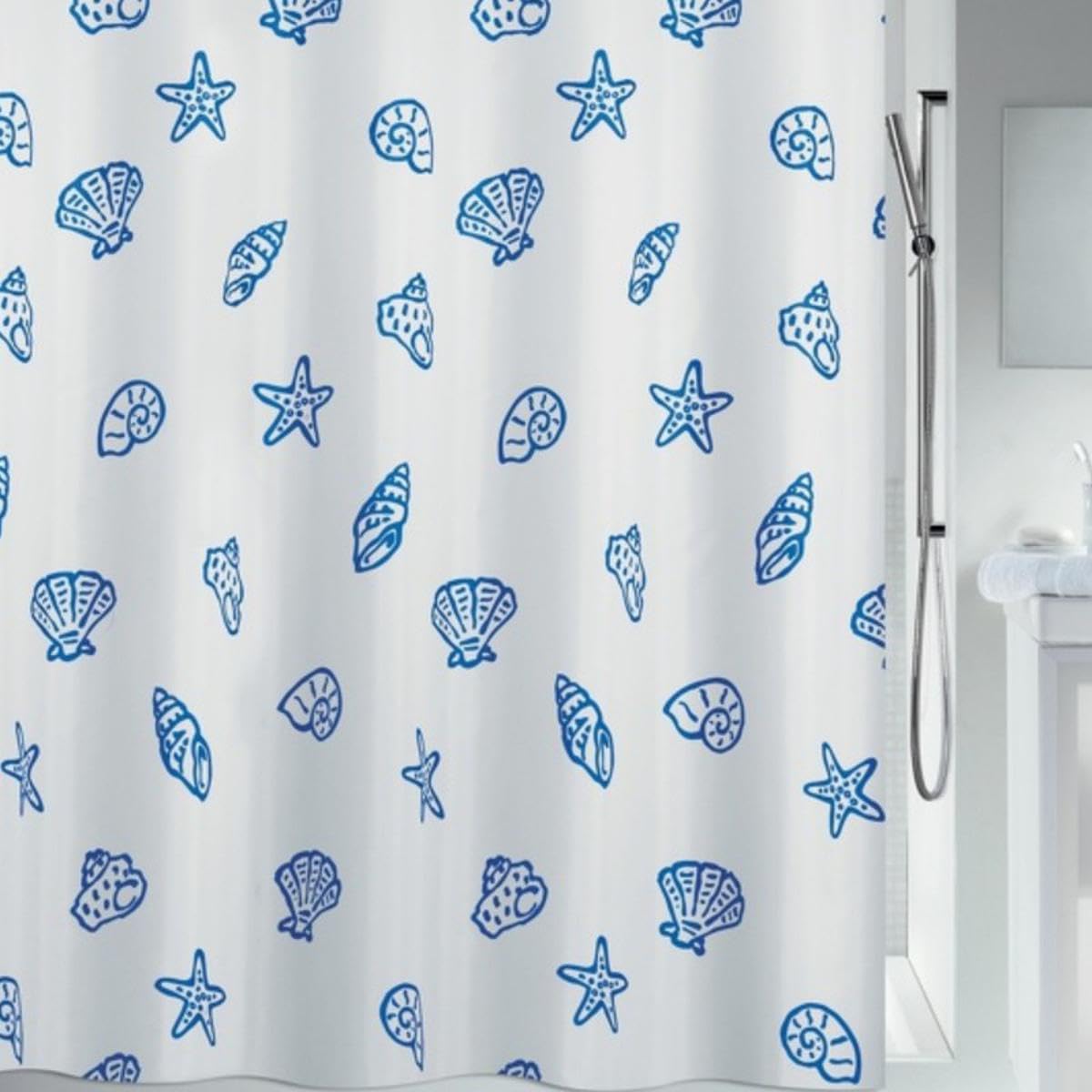 Spirella Concha Marine Textile Shower Curtain - Water-Repellent - 180x200cm