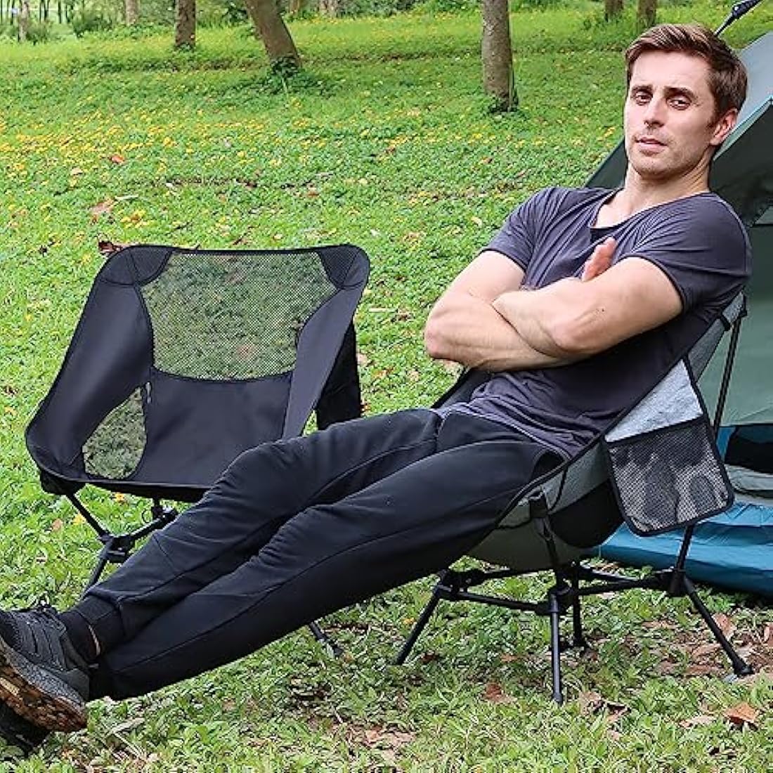 TEIVUL Lightweight Folding Camping Chairs – Portable 7075 Aluminum Seat