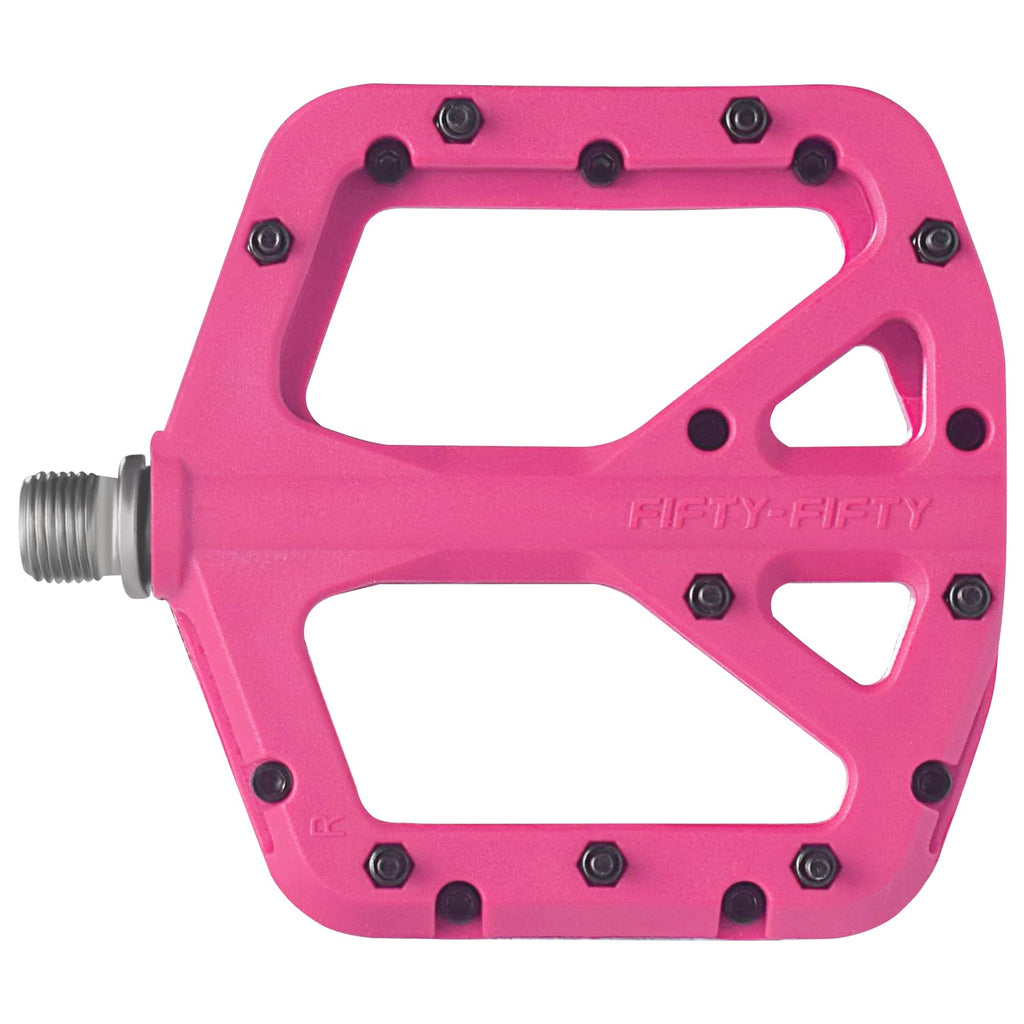 FIFTY-FIFTY MTB Pedals – Nylon Composite 9/16" Wide Flat Platform (Pink)