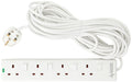 Pro Elec 4 Gang Switched Surge Protected Extension Lead, White - 10m